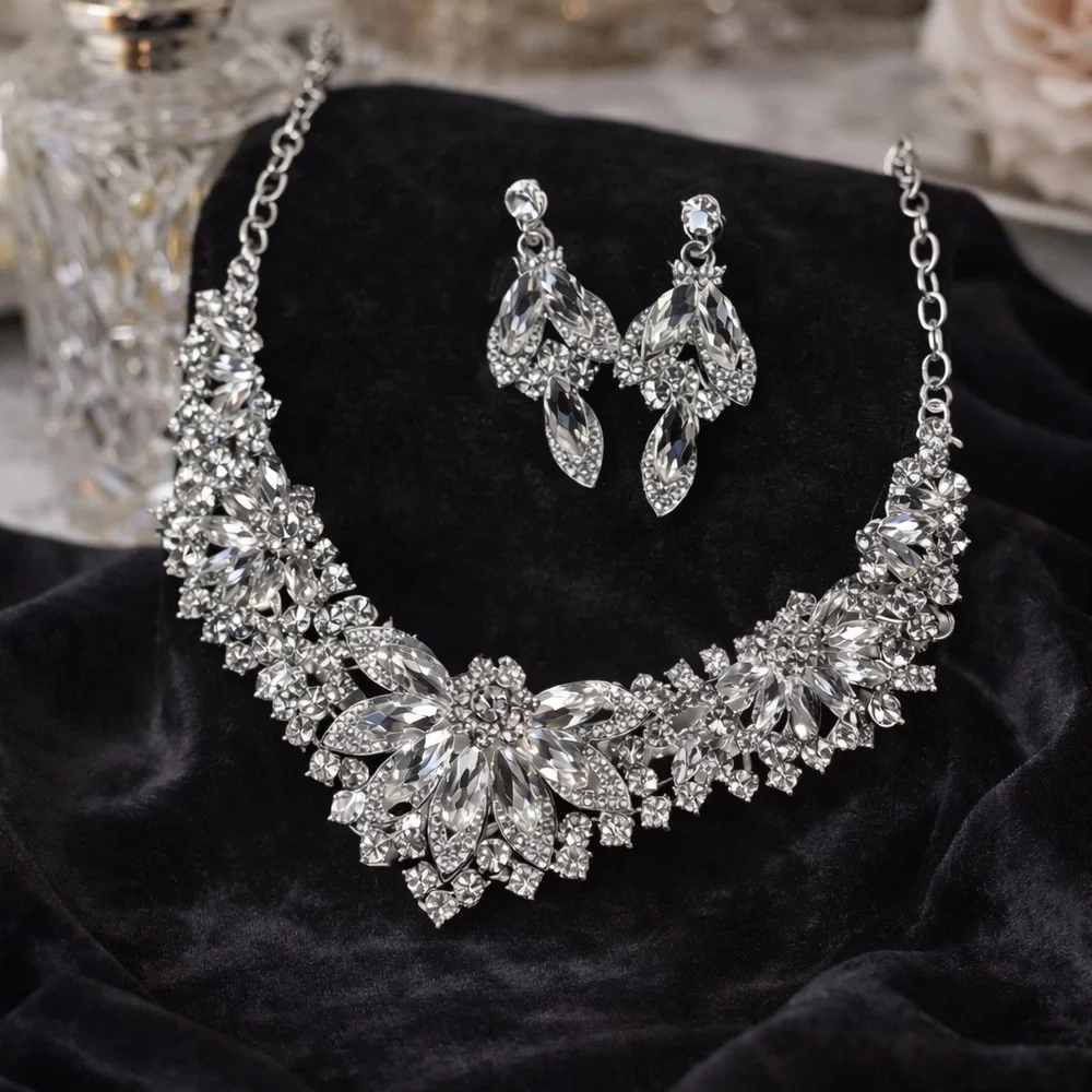 Elegant Silver Necklace and Earring Set